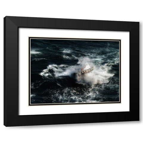 The Boat In The Tempest Black Modern Wood Framed Art Print with Double Matting by Mazalrey, Alain