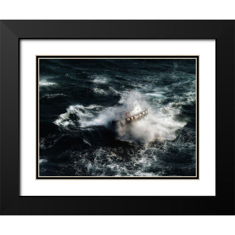 The Boat In The Tempest Black Modern Wood Framed Art Print with Double Matting by Mazalrey, Alain