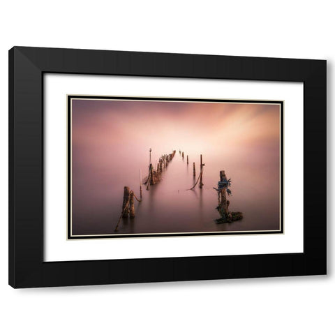 Sticks Black Modern Wood Framed Art Print with Double Matting by Guerola, Joaquin
