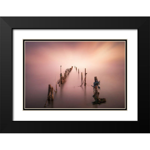 Sticks Black Modern Wood Framed Art Print with Double Matting by Guerola, Joaquin