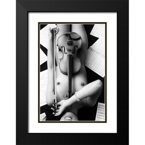 Body Of Music Black Modern Wood Framed Art Print with Double Matting by McCracken, David