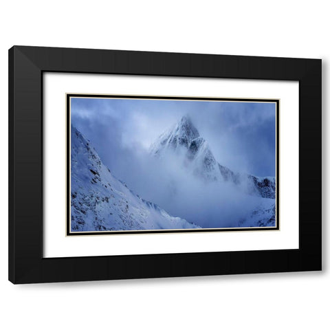 Falketind Black Modern Wood Framed Art Print with Double Matting by Eriksson, Rickard