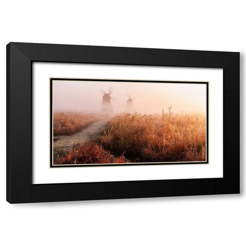 Morning Mist Black Modern Wood Framed Art Print with Double Matting by Eom, Gwangseop