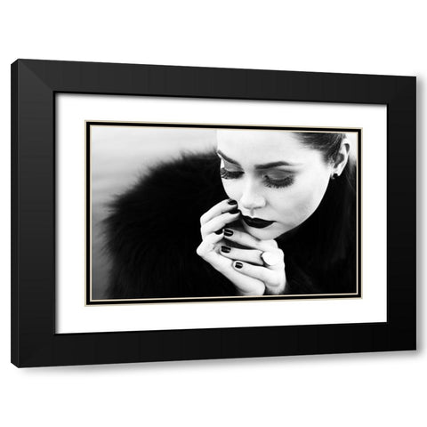 Between Fingers Black Modern Wood Framed Art Print with Double Matting by Melo, Josefina