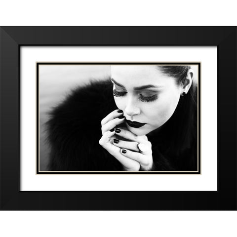 Between Fingers Black Modern Wood Framed Art Print with Double Matting by Melo, Josefina