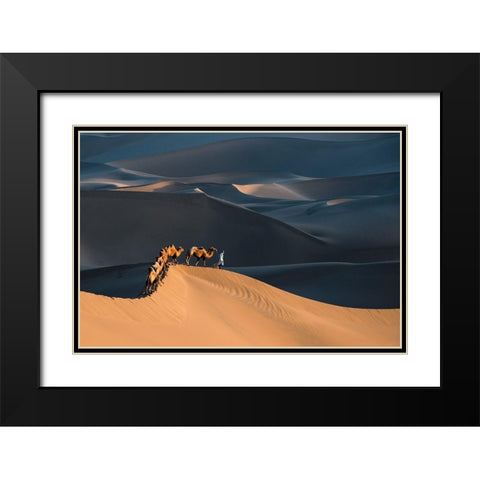 Desert Boat Black Modern Wood Framed Art Print with Double Matting by Liu, Richard