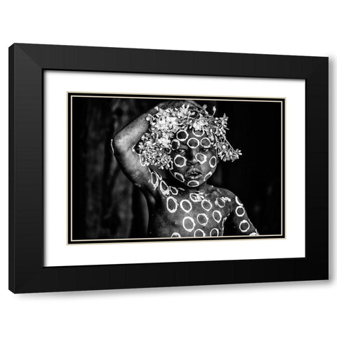 Circles Black Modern Wood Framed Art Print with Double Matting by Vidak, Vedran