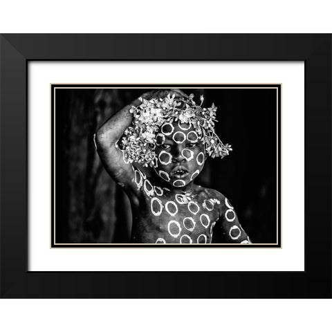 Circles Black Modern Wood Framed Art Print with Double Matting by Vidak, Vedran