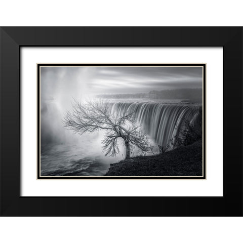 Niagara Fall Black Modern Wood Framed Art Print with Double Matting by Deng, Larry