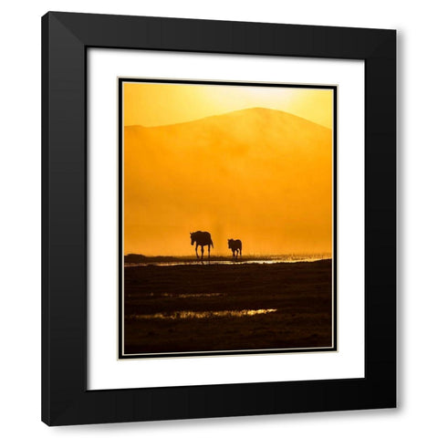 Following Mommy Black Modern Wood Framed Art Print with Double Matting by Pancareken, Yavuz