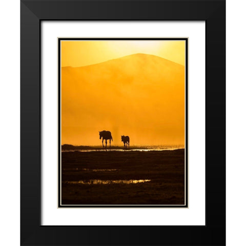 Following Mommy Black Modern Wood Framed Art Print with Double Matting by Pancareken, Yavuz