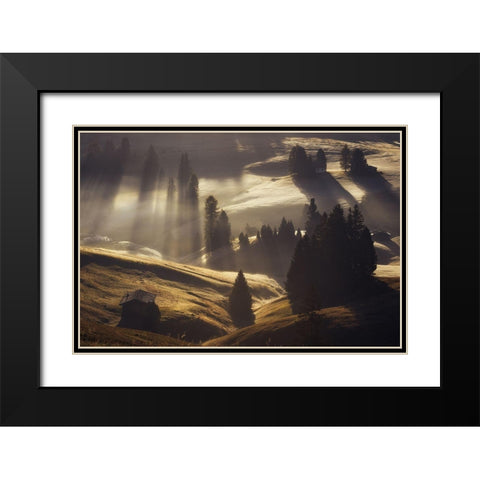 Sunrise In Dolomites Black Modern Wood Framed Art Print with Double Matting by Anton, Rostovskiy