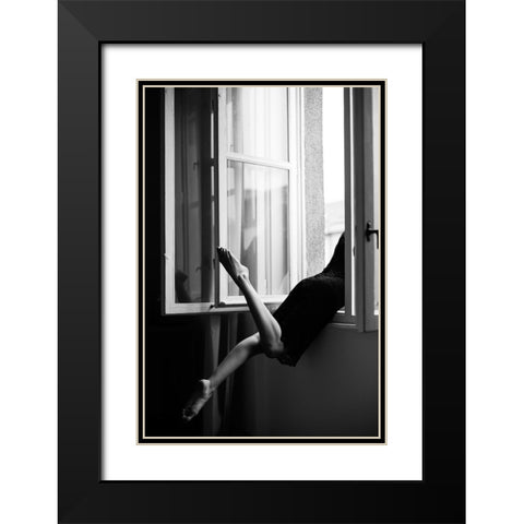 Jazzy Sunday Black Modern Wood Framed Art Print with Double Matting by Kijurko, Lorna