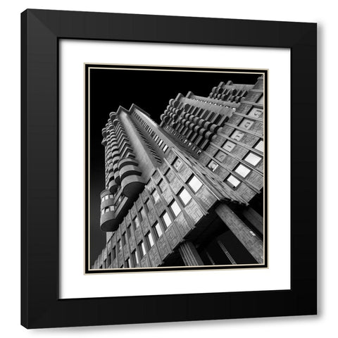 Plaza Building Black Modern Wood Framed Art Print with Double Matting by Serra, Peru