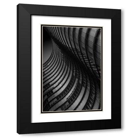 Dark Waves Black Modern Wood Framed Art Print with Double Matting by van Son, Greetje
