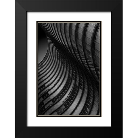 Dark Waves Black Modern Wood Framed Art Print with Double Matting by van Son, Greetje