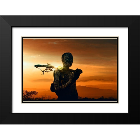 Karo Tribe Black Modern Wood Framed Art Print with Double Matting by Yosifov, Svetlin