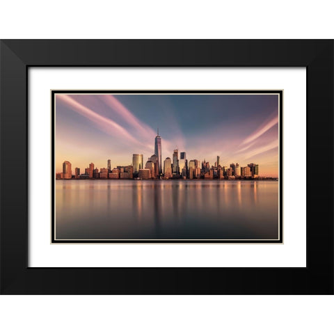 Golden Manhattan Black Modern Wood Framed Art Print with Double Matting by Dai, Wei
