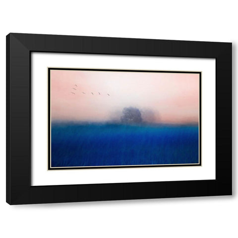 The Tree On The Blue Black Modern Wood Framed Art Print with Double Matting by Yang, Chunggook