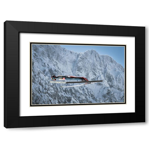 Ski Jumping Black Modern Wood Framed Art Print with Double Matting by Pristov, Aljaz
