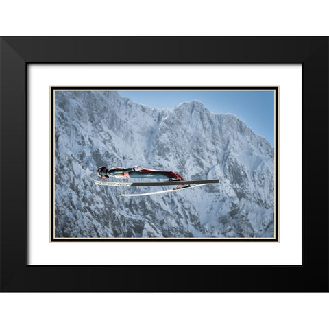 Ski Jumping Black Modern Wood Framed Art Print with Double Matting by Pristov, Aljaz