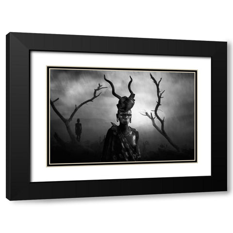Woman Mursi Black Modern Wood Framed Art Print with Double Matting by Yosifov, Svetlin