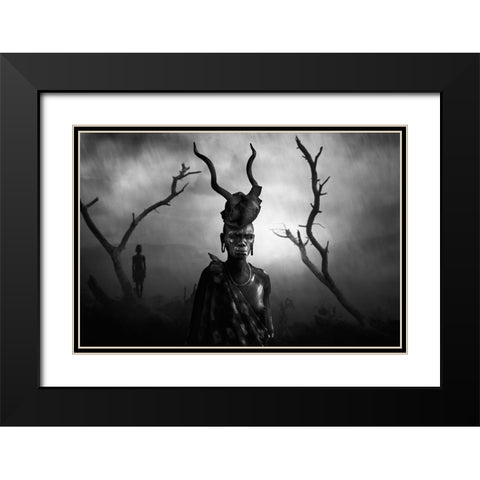 Woman Mursi Black Modern Wood Framed Art Print with Double Matting by Yosifov, Svetlin