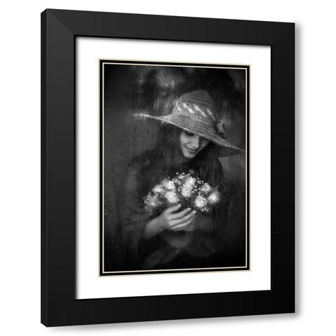 Flower Black Modern Wood Framed Art Print with Double Matting by Nisan Kandilcioglu, Ummu