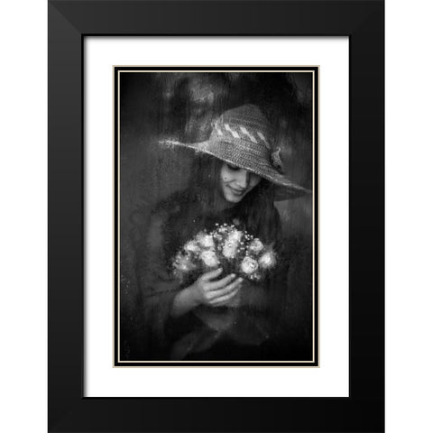 Flower Black Modern Wood Framed Art Print with Double Matting by Nisan Kandilcioglu, Ummu