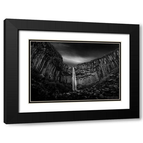 Svartifoss Waterfall Black Modern Wood Framed Art Print with Double Matting by Digalakis, George