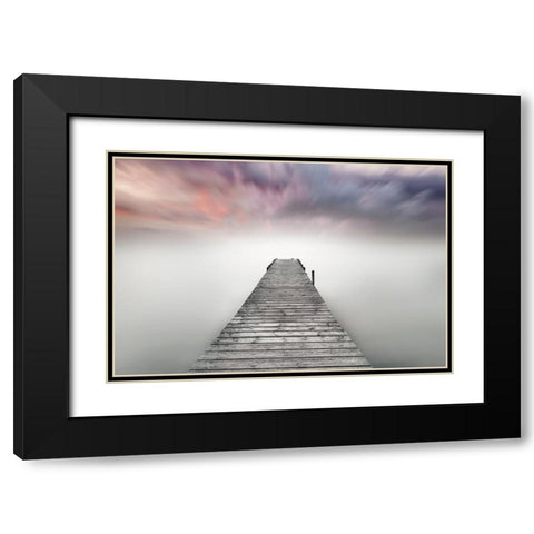 Quay Black Modern Wood Framed Art Print with Double Matting by Guerola, Joaquin