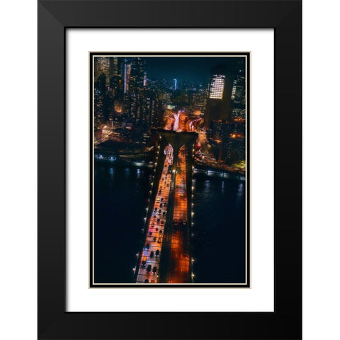 Flying Nyc Black Modern Wood Framed Art Print with Double Matting by De La, Javier