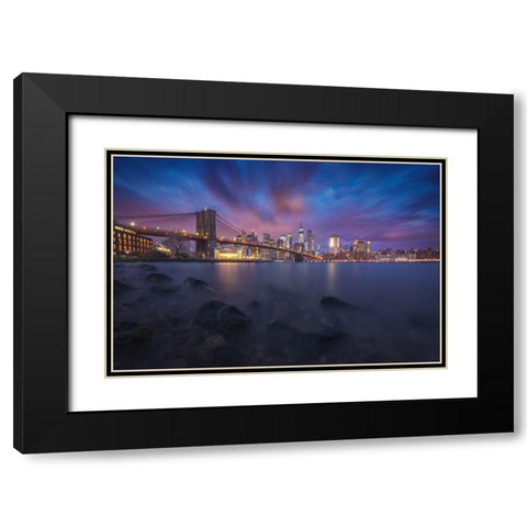 Brooklyn Dusk Black Modern Wood Framed Art Print with Double Matting by F. Turienzo, Carlos