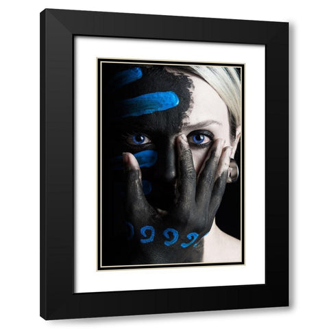 4 Elements - Water Black Modern Wood Framed Art Print with Double Matting by Paza May, Tim
