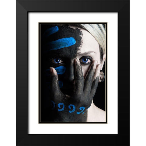 4 Elements - Water Black Modern Wood Framed Art Print with Double Matting by Paza May, Tim