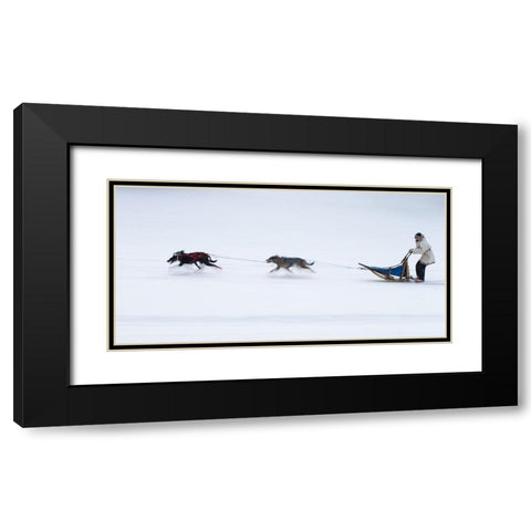Sled Dogs Race - 1 Black Modern Wood Framed Art Print with Double Matting by Chang, Cheng