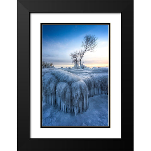 Winter Wonderland Black Modern Wood Framed Art Print with Double Matting by Deng, Larry
