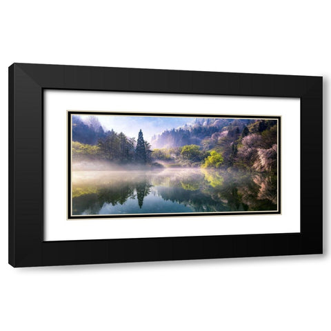 Morning Calm Black Modern Wood Framed Art Print with Double Matting by Eom, Gwangseop