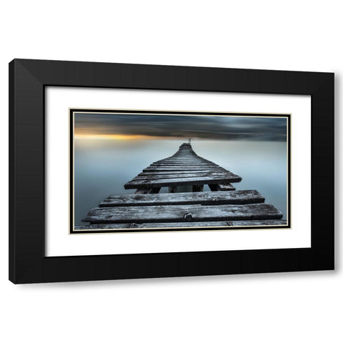 An Old Pier Black Modern Wood Framed Art Print with Double Matting by Rebustini, Luca