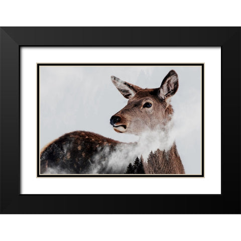Breathe Black Modern Wood Framed Art Print with Double Matting by Beata, Angyalosi