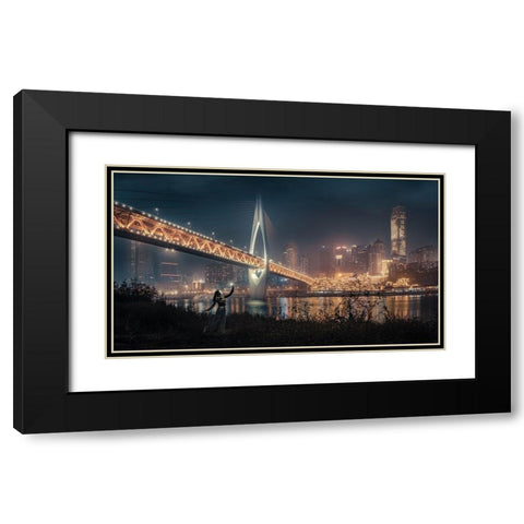 Chongqing A??Appa??Es?Aandfrac12;Pa?? Black Modern Wood Framed Art Print with Double Matting by Qiye