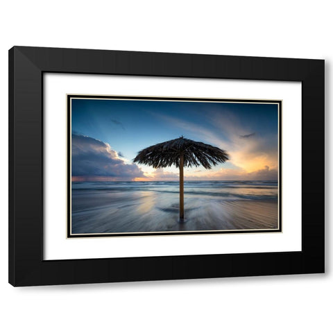 Natanya Beach Black Modern Wood Framed Art Print with Double Matting by Yakubovitch, Azriel