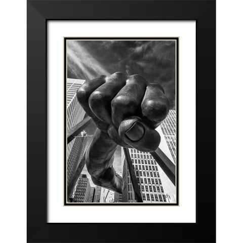 Dee-Troit Power Black Modern Wood Framed Art Print with Double Matting by Egel, Tom