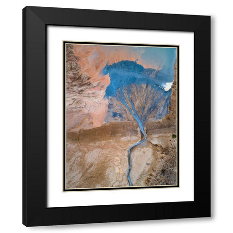 The Blue Tree Black Modern Wood Framed Art Print with Double Matting by Pelissier, Marc