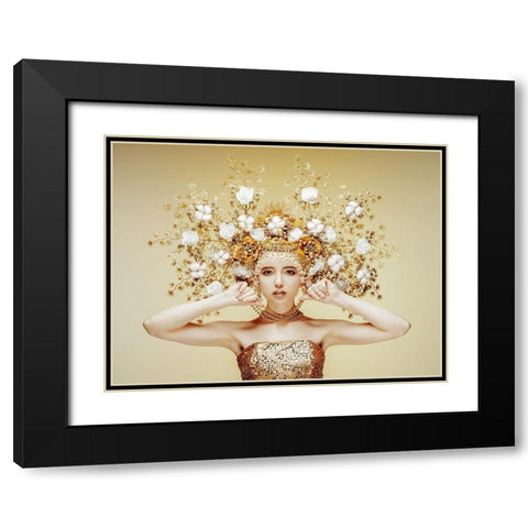 Golden Fairy Black Modern Wood Framed Art Print with Double Matting by Smirnov, Sergei