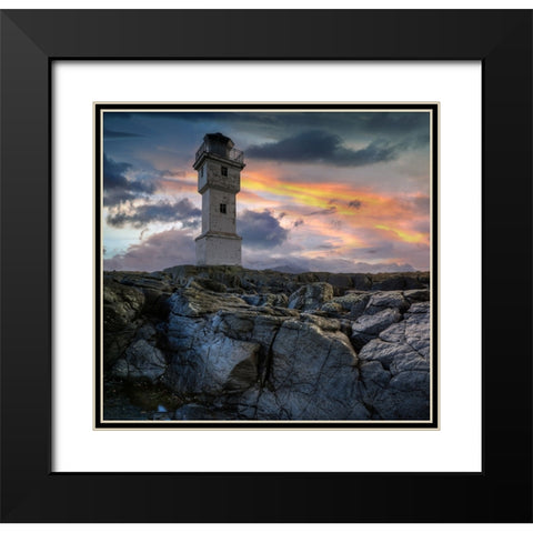 The Lighthouse Black Modern Wood Framed Art Print with Double Matting by Keller