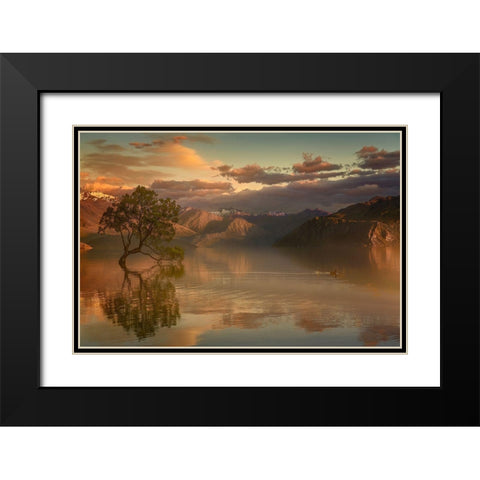 Lone Tree Not Alone Black Modern Wood Framed Art Print with Double Matting by Loong, Stanley