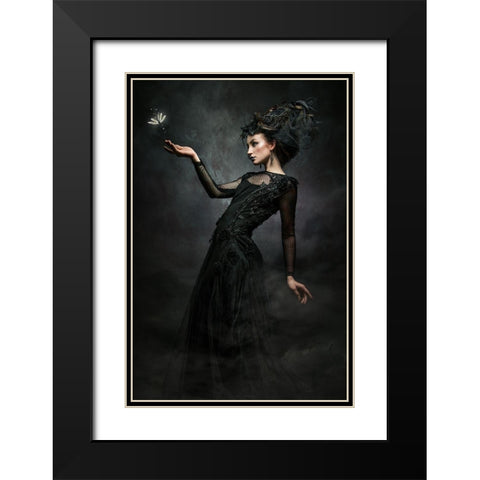 Moira Black Modern Wood Framed Art Print with Double Matting by Siegart