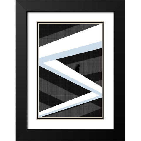 Shadow Man Black Modern Wood Framed Art Print with Double Matting by Arro