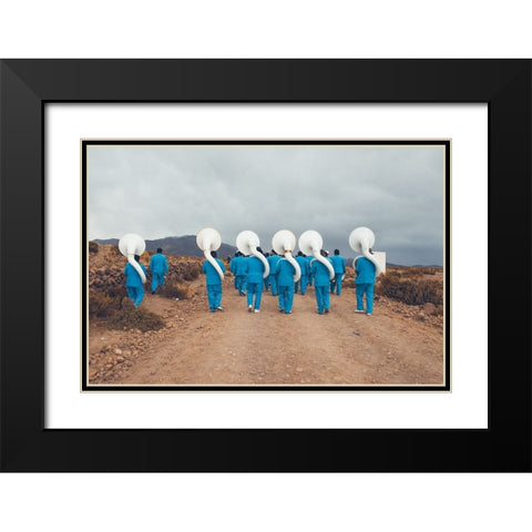 Music Anywhere Black Modern Wood Framed Art Print with Double Matting by Anton, Rostovskiy